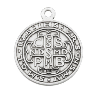 3/4-inch Sterling Silver St. Benedict Medal with 18-inch Chain