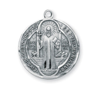 1 1/8-inch Sterling Silver St. Benedict Medal with 24-inch Chain - SALE