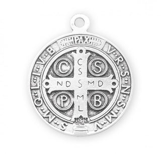 1 1/8-inch Sterling Silver St. Benedict Medal with 24-inch Chain - SALE