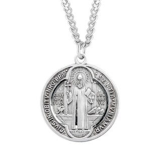 1 1 8 Inch Sterling Silver St Benedict Medal With 24 Inch Chain