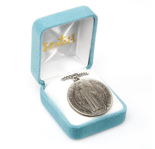 1 1/2-inch Sterling Silver St. Benedict Medal with 27" Chain