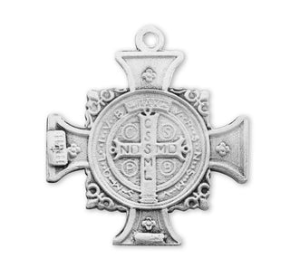 Saint Benedict Bust-Cross Sterling Silver Medal