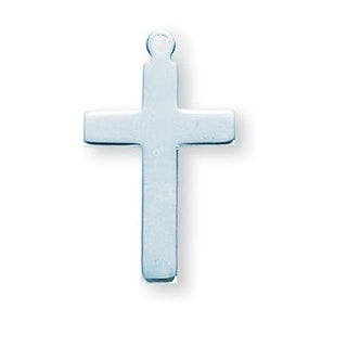7/8" Sterling Silver Plain Cross with 18" Chain