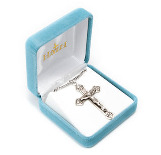 1 7/8-inch Sterling Silver Crucifix with 24-inch Chain