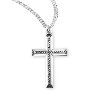 1 1 4 Inch Sterling Silver Cross With Black Enamel 20 Inch Chain