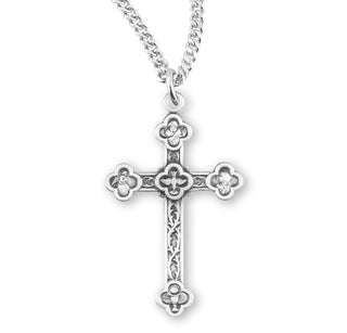 Engraved Vine Pattern Sterling Silver Cross