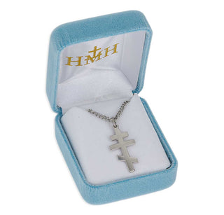 15/16-inch Sterling Silver Byzantine Cross with 18-inch Chain
