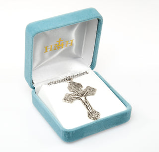 2 1/8-inch Sterling Silver "Pardon" Crucifix with 24-inch Chain