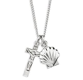 Sterling Silver Baptismal Medal and Small Crucifix