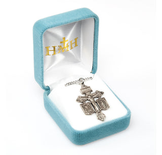 1 3/8-inch Sterling Silver Jesus-Mary-Joseph Crucifix 20-inch Chain