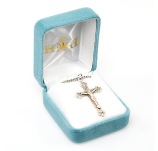 1 3/8-inch Sterling Silver Crucifix with 20-inch Chain