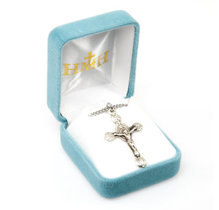 Monstrance Style Sterling Silver Crucifix