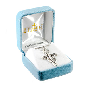 1 1/4-inch Sterling Silver San Damiano Crucifix with 20-inch Chain