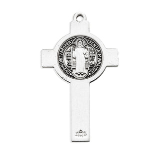 1 1/4-inch Sterling Silver St. Benedict Crucifix with 18-inch Chain