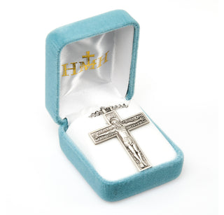 1 5/8-inch Sterling Silver Crucifix of the Passion with 24-inch Chain