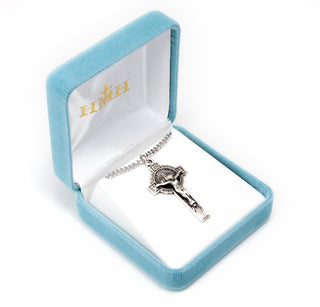 1 5/8-inch Sterling Silver St. Benedict Crucifix with 18-inch Chain