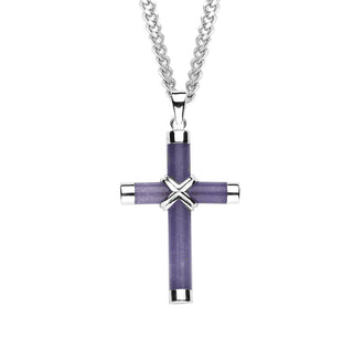 Genuine Amethyst Cross With 20 Inch Chain