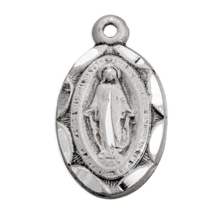 9/16-inch Sterling Silver Miraculous Medal with 13-inch Chain and Box