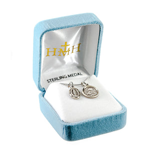 Sterling Silver Miraculous Medal and Cherub Medal