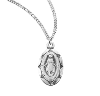 9 16 Inch Sterling Silver Miraculous Medal With A 13 Inch Chain And Box