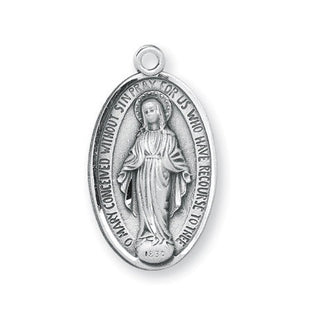 15/16-inch Round Sterling Silver Saint Anthony Medal | 18-inch Chain