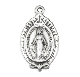 Sterling Silver Miraculous Medal with Scroll Border