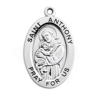 Sterling Silver Oval Shaped St. Anthony Medal