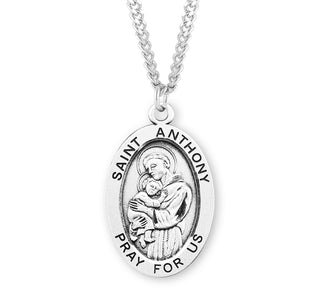Sterling Silver Oval Shaped Saint Anthony Medal