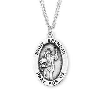 Sterling Silver Oval Saint Brendan Medal