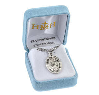 Sterling Silver Oval Shaped St. Christopher Medal