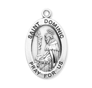 Sterling Silver Oval Shaped St. Dominic Medal