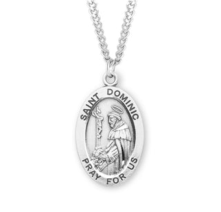 Sterling Silver Oval Shaped Saint Dominic Medal