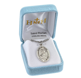 Sterling Silver Oval Shaped St. Florian Medal
