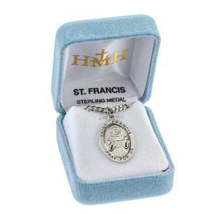 Sterling Silver Oval Shaped St. Francis Medal - Engravable