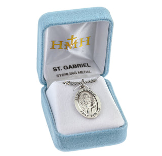 Sterling Silver Oval Shaped St. Gabriel Medal