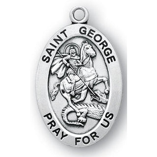 Sterling Silver Oval Shaped St. George Medal - SALE