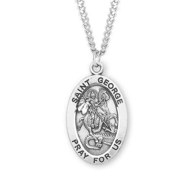 Sterling Silver Oval Shaped St. George Medal