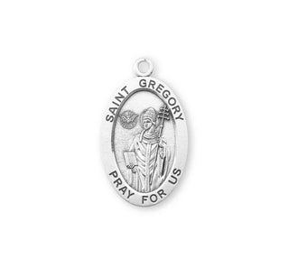 Sterling Silver Oval Shaped St. Gregory Medal