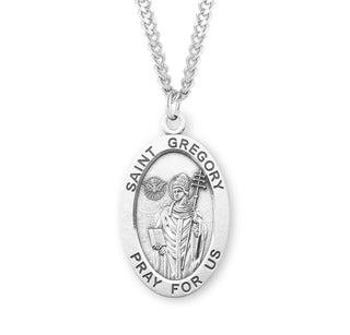 Sterling Silver Oval Shaped Saint Gregory Medal
