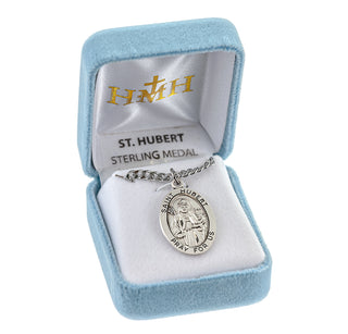 Patron Saint Hubert Oval Sterling Silver Medal