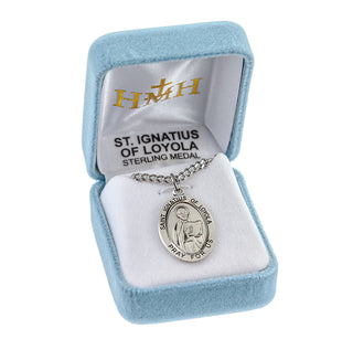 Patron Saint Ignatius of Loyola Oval Sterling Silver Medal