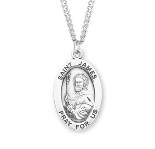 Sterling Silver Oval Shaped Saint James Medal