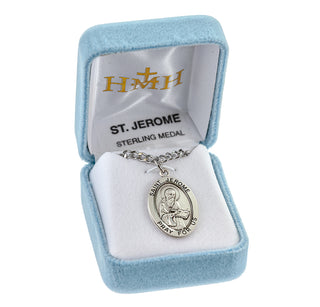 Patron Saint Jerome Oval Sterling Silver Medal