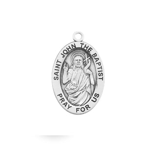 Sterling Silver Oval Shaped St. John the Baptist Medal