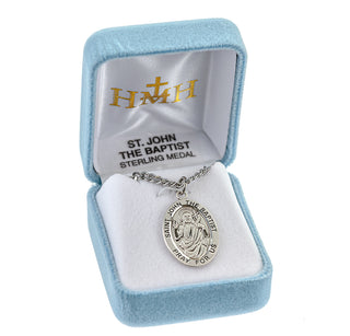 Sterling Silver Oval Shaped St. John the Baptist Medal