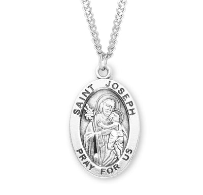 Sterling Silver Oval Shaped St. Joseph Medal