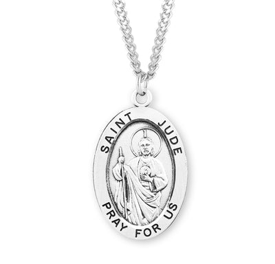 Sterling Silver Oval Shaped St. Jude Medal