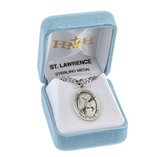 Patron Saint Lawrence Oval Sterling Silver Medal