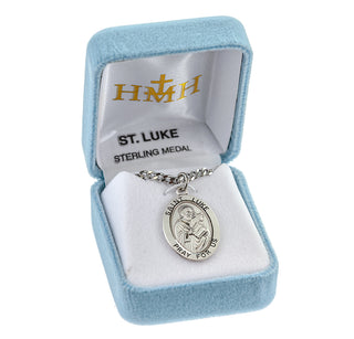 Sterling Silver Oval Shaped St. Luke Medal
