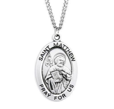 Sterling Silver Oval Shaped St. Matthew Medal